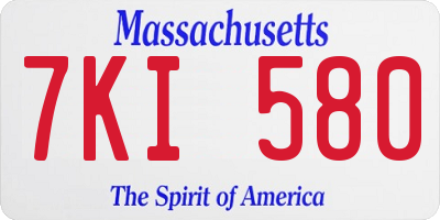 MA license plate 7KI580