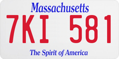 MA license plate 7KI581