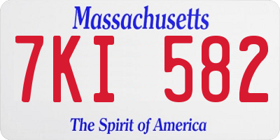 MA license plate 7KI582