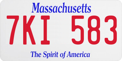 MA license plate 7KI583