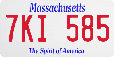 MA license plate 7KI585
