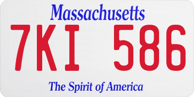 MA license plate 7KI586