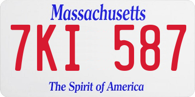 MA license plate 7KI587