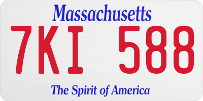 MA license plate 7KI588