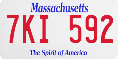 MA license plate 7KI592