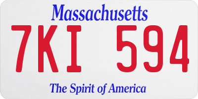MA license plate 7KI594
