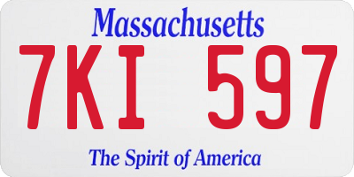 MA license plate 7KI597