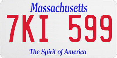 MA license plate 7KI599