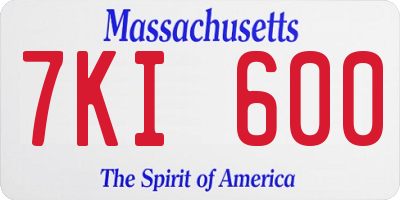MA license plate 7KI600