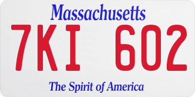 MA license plate 7KI602