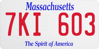 MA license plate 7KI603
