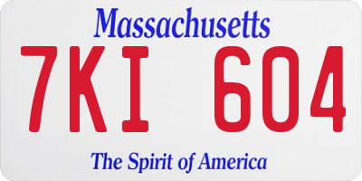 MA license plate 7KI604
