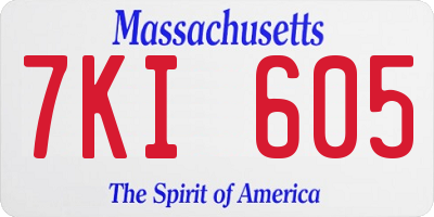 MA license plate 7KI605