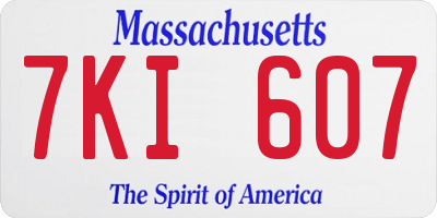 MA license plate 7KI607
