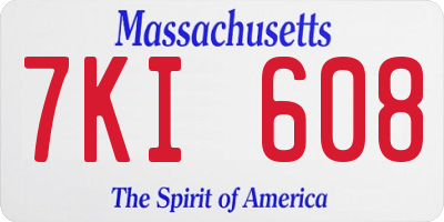 MA license plate 7KI608