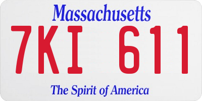 MA license plate 7KI611