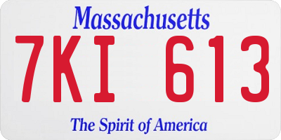 MA license plate 7KI613