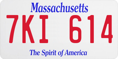 MA license plate 7KI614