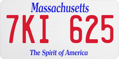 MA license plate 7KI625