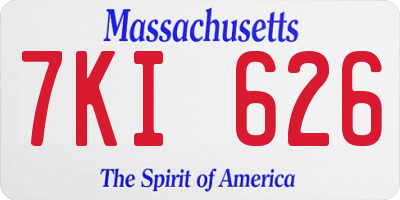 MA license plate 7KI626
