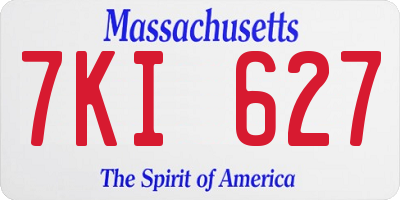 MA license plate 7KI627