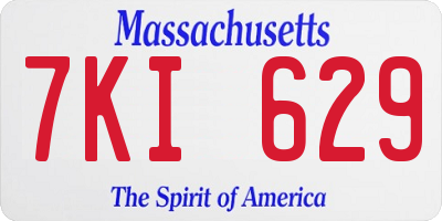 MA license plate 7KI629