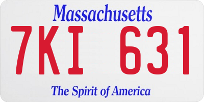 MA license plate 7KI631