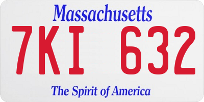 MA license plate 7KI632