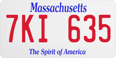 MA license plate 7KI635