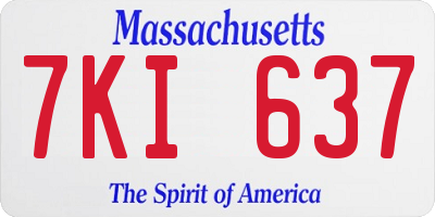 MA license plate 7KI637