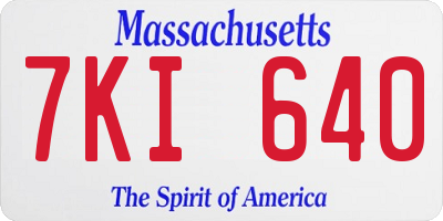 MA license plate 7KI640