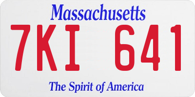 MA license plate 7KI641