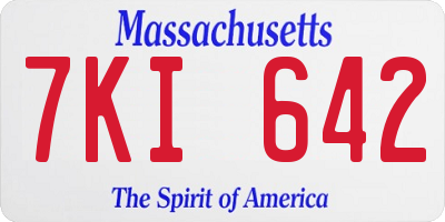 MA license plate 7KI642