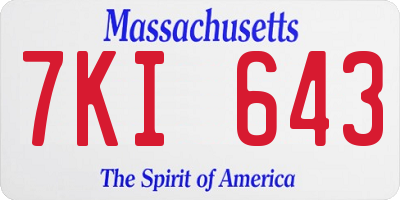 MA license plate 7KI643