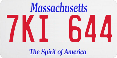 MA license plate 7KI644