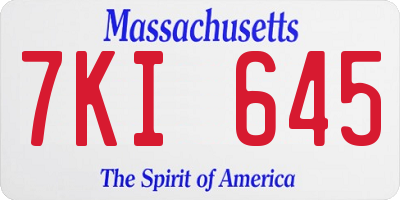 MA license plate 7KI645