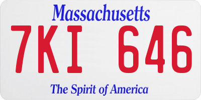 MA license plate 7KI646