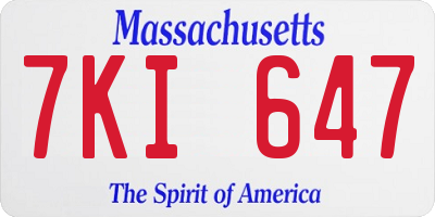 MA license plate 7KI647