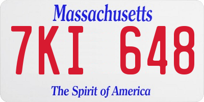 MA license plate 7KI648