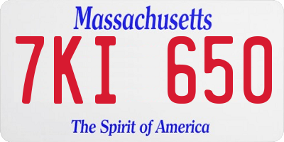 MA license plate 7KI650