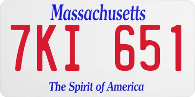 MA license plate 7KI651