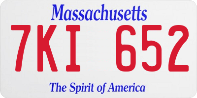 MA license plate 7KI652
