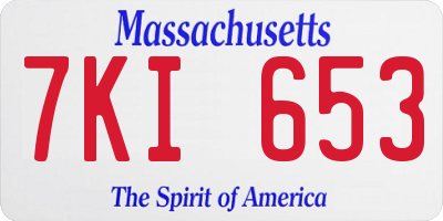 MA license plate 7KI653