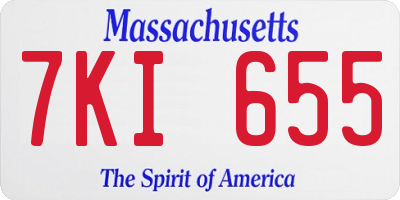 MA license plate 7KI655