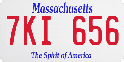 MA license plate 7KI656