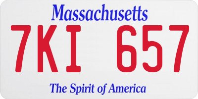 MA license plate 7KI657