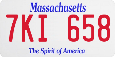 MA license plate 7KI658