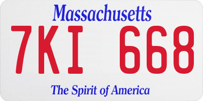 MA license plate 7KI668