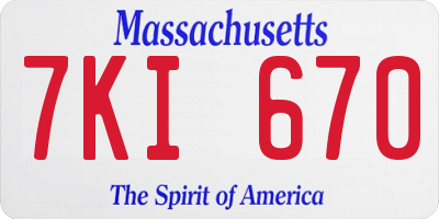 MA license plate 7KI670