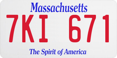 MA license plate 7KI671